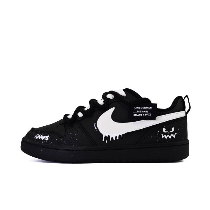 Nike Nike Court Borough Midnight Shadows Synthetic Leather, Leather Slip Resistant Low top Kids' Skateboarding Shoes Black