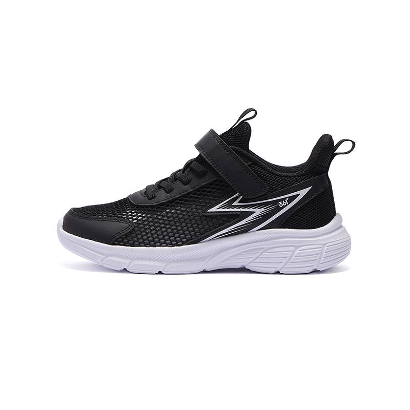 361°KIDS Synthetic Leather, Textile Low top Running Shoes Black White Unisex