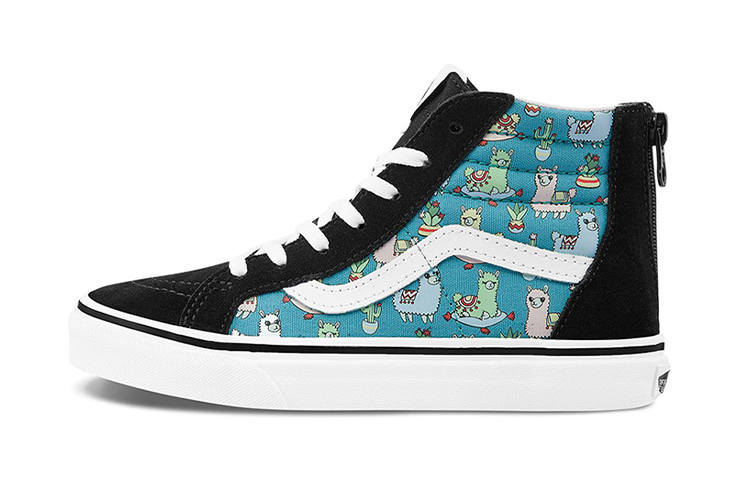 Vans SK8 High top Kids' Skateboarding Shoes Black With Green Print Children Aged 3 7 Years Old