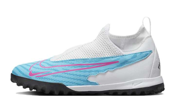 Nike Nike Phantom GX Academy Dynamic Fit TF Grassland Slip Resistant Cushioning Mid top Soccer Shoes White Blue Kids'