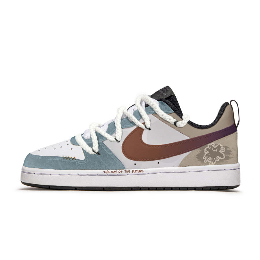 Nike Nike Court Borough Slip Resistant Abrasion Resistant Low top Kids' Skateboarding Shoes Blue White Teenagers