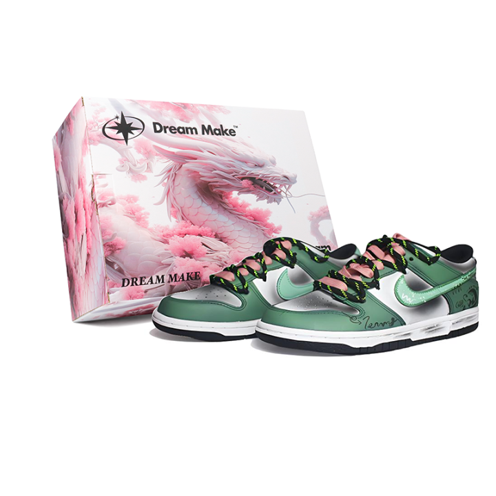 Nike Nike Dunk Jungle Adventure Black' Leather Slip Resistant Abrasion Resistant Low top Kids' Skateboarding Shoes Black