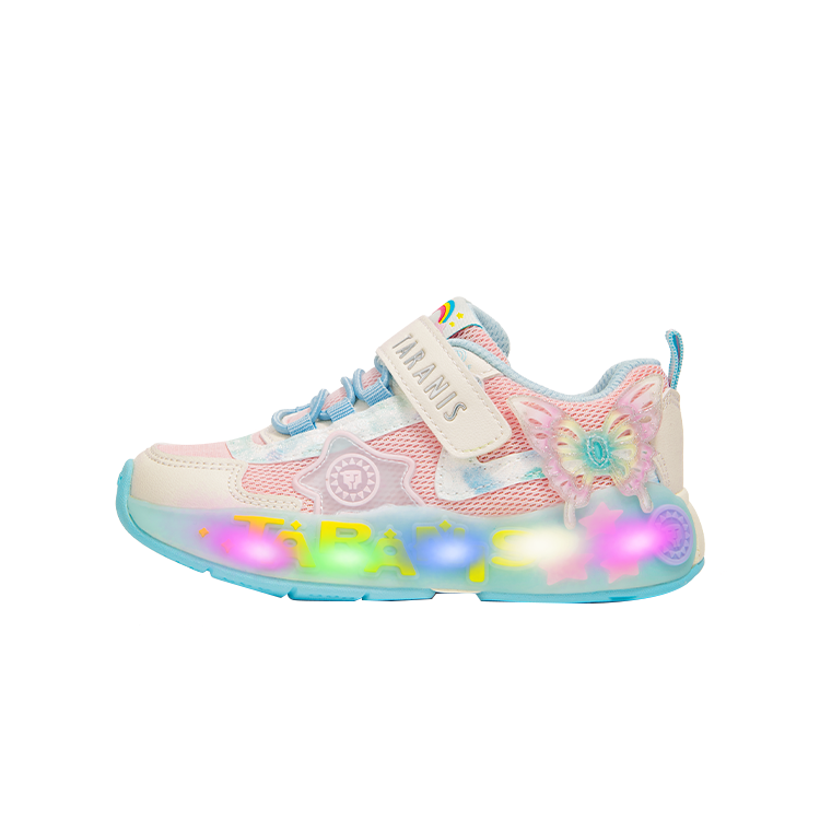 TARANIS Synthetic Leather, Textile Slip Resistant Kids' Running Shoes White/Pink Kids'