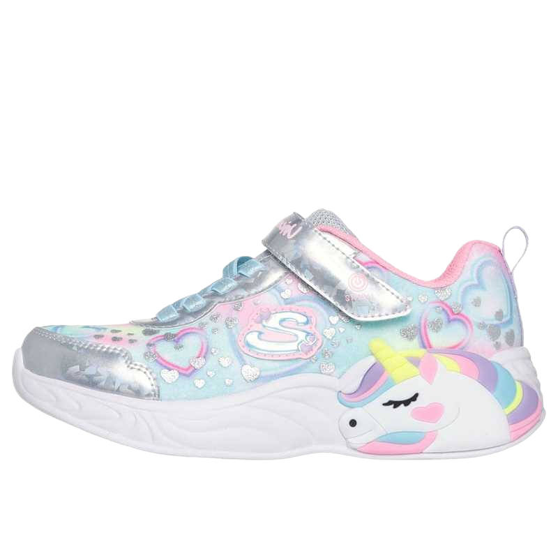 Skechers Kids S Lights Low top Kids Lifestyle Shoes Silver Blue Children Aged 3 7 Years Old