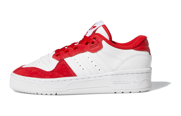 Adidas Originals Low J Slip Resistant Abrasion Resistant Low top Kids' Skateboarding Shoes White Red Unisex