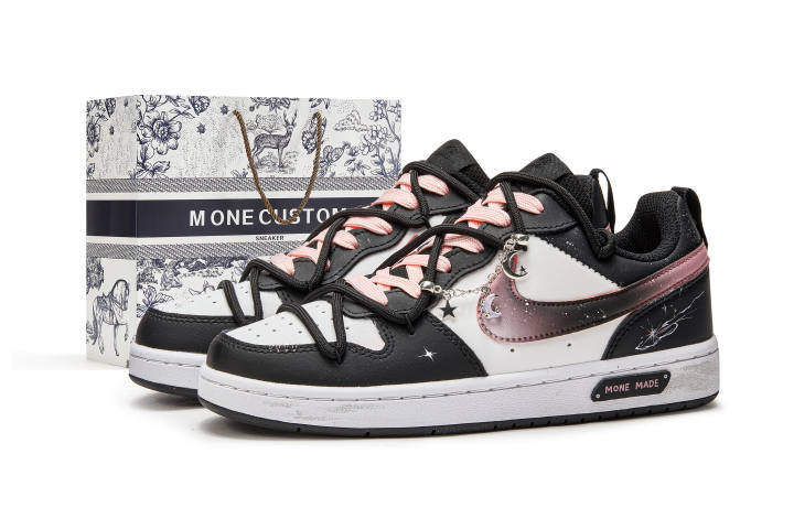 Nike Nike Court Borough 2 M ONE Refreshing Pink Galaxy Box Leather Slip Resistant Abrasion Resistant