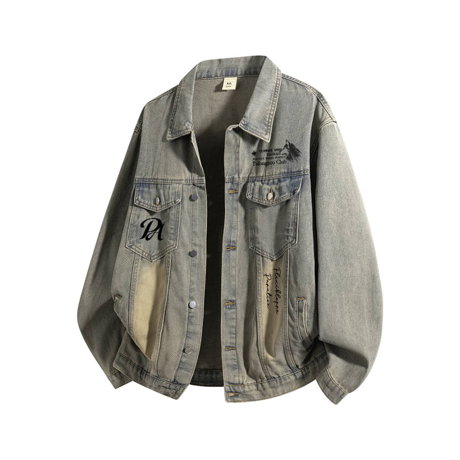 PAL ONGACO Denim Jackets Unisex Lapel Moderate Straight Fit