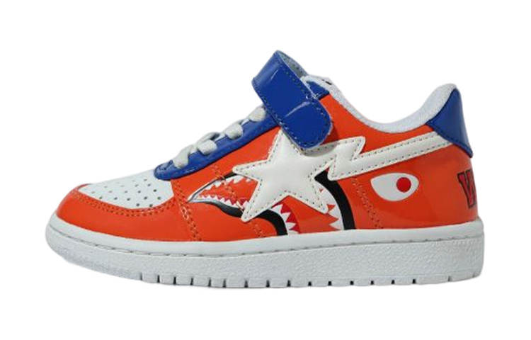A BATHING APE STA Low top Stylish Skateboarding Shoes Red White Children Aged 3 7 Years Old