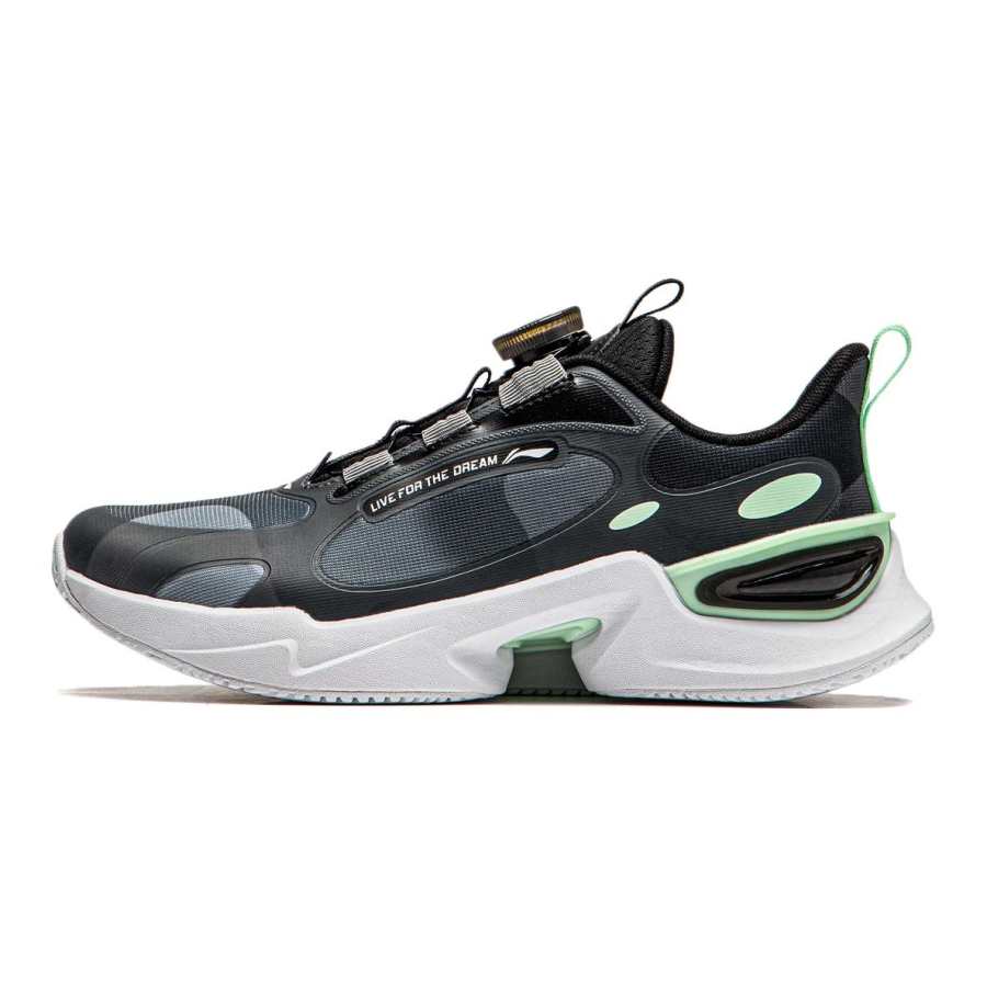 Li-Ning YOUNG Li Ning YOUNG Dragonfly Leap Synthetic Leather Comfortable Low top Running Shoes Black Gray Unisex