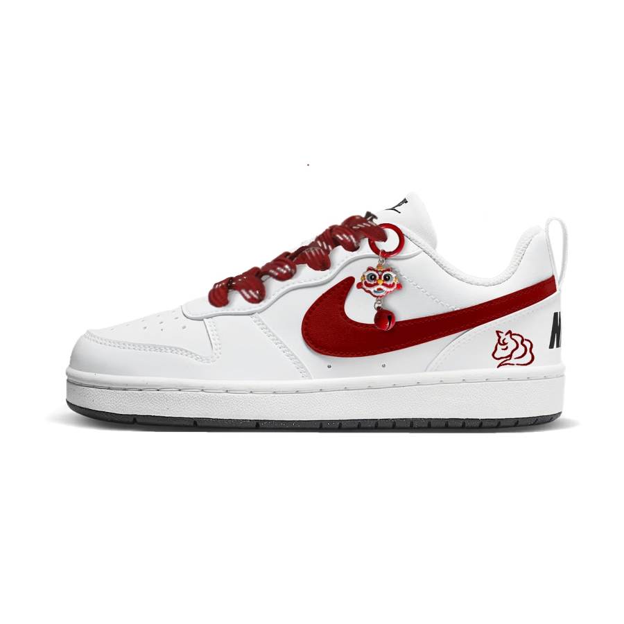 Nike Nike Court Borough The Steed Welcomes Spring Low top Kids' Skateboarding Shoes White Red Teenagers