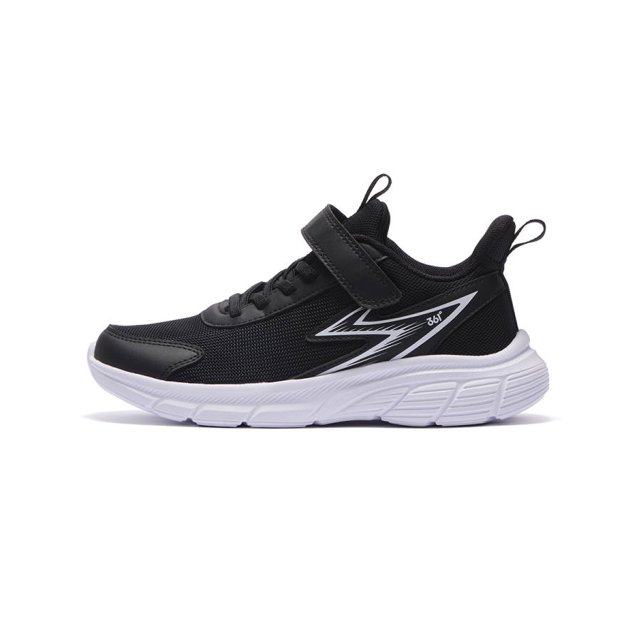 361°KIDS Synthetic Leather, Textile Low top Running Shoes Carbon Black/361 Degrees White Unisex