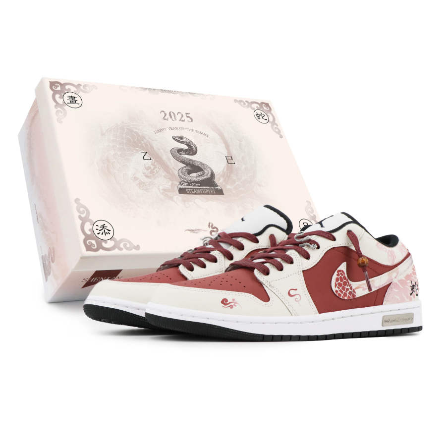 Jordan Jordan Air Jordan 1 Low top Children's Basketball Shoes Beige Red Teenagers