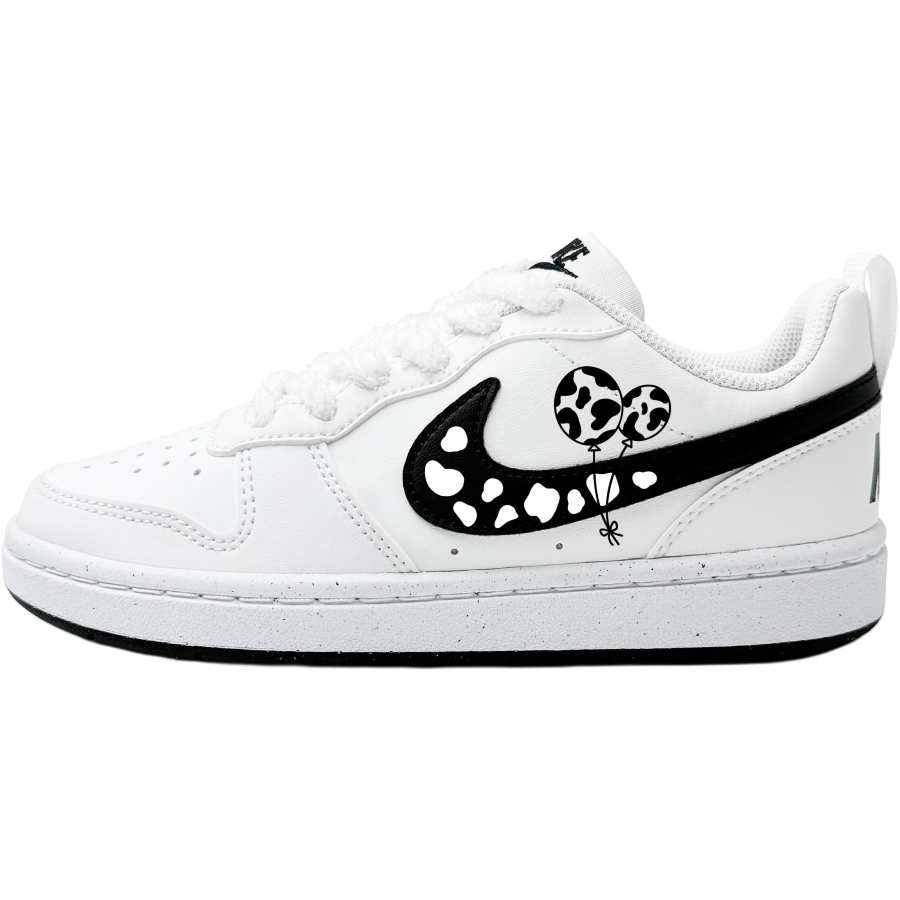 Nike Nike Court Borough Cow Balloons Synthetic Leather Abrasion Resistant Low top Kids' Skateboarding Shoes White Black