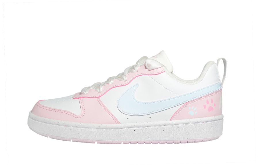 Nike Nike Court Borough Sweetheart Meow Synthetic Leather Slip Resistant Low top Kids' Skateboarding Shoes Pink Teenagers