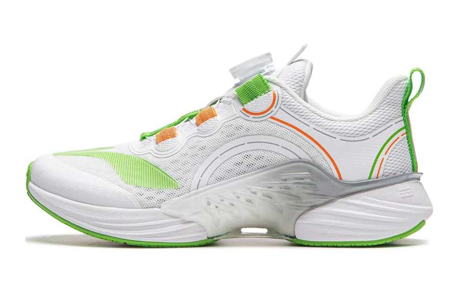 Li-Ning YOUNG Li Ning YOUNG Floating Pre LI NING CLOUD Synthetic Leather Knob Low top Running Shoes White Green Unisex
