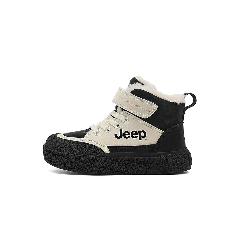 Jeep Fleece Lined Comfortable Thermal Mid top Kids Lifestyle Shoes Elegant Black Kids'