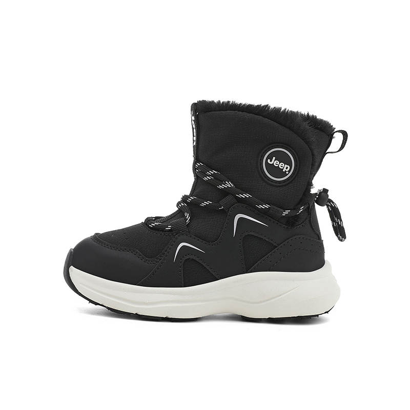 Jeep Synthetic Leather Thermal Abrasion Resistant Waterproof Anti Kick High top Kids' Snow Boots Teenagers