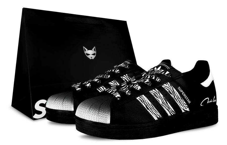 Adidas Originals Superstar 2 Fault Zebra Leather Low top Kids' Skateboarding Shoes Black White Colorway Teenagers
