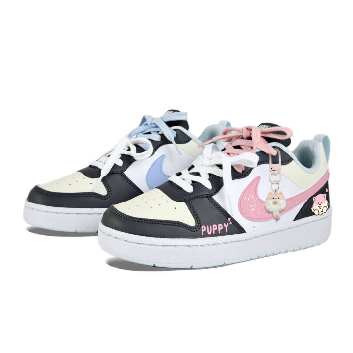 Nike Nike Court Borough Mismatched Puppy PU Polyurethane, Synthetic Leather, Leather Slip Resistant Abrasion Resistant