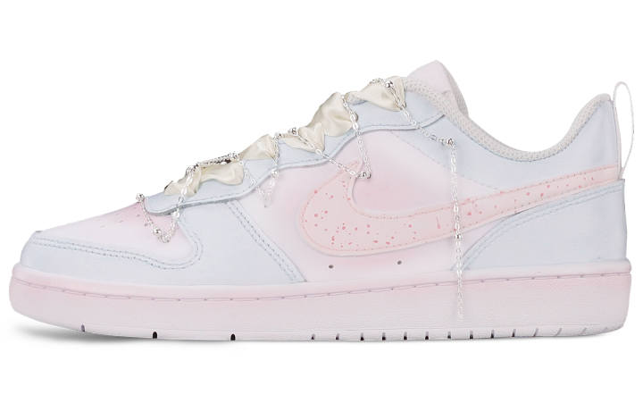 Nike Nike Court Borough 2 Synthetic Leather Abrasion Resistant Low top Skateboard Shoes White Blue