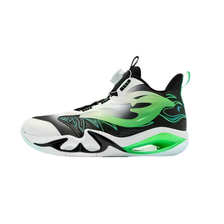 QIAODAN Synthetic Leather, Textile Basketball Shoes Green Unisex
