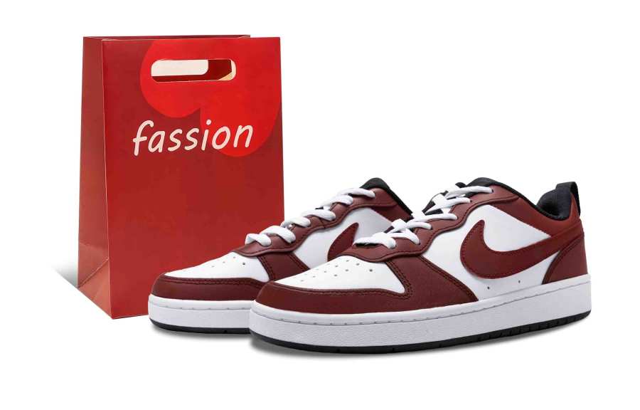 Nike Nike Court Borough Low2 Burgundy Dream Slip Resistant Abrasion Resistant Low top Kids' Skateboarding Shoes Burgundy