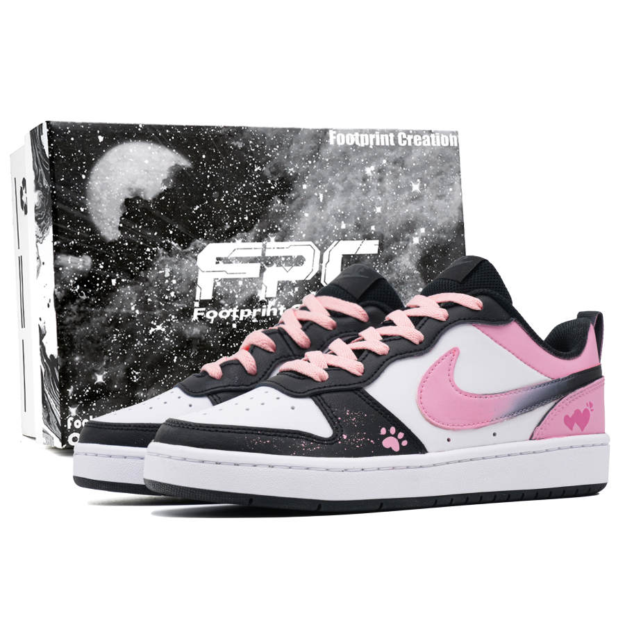 Nike Nike Court Borough Sweet Style Cat Paw Leather Cushioning, Wear Resistant Low top Kids' Skateboarding Shoes Pink