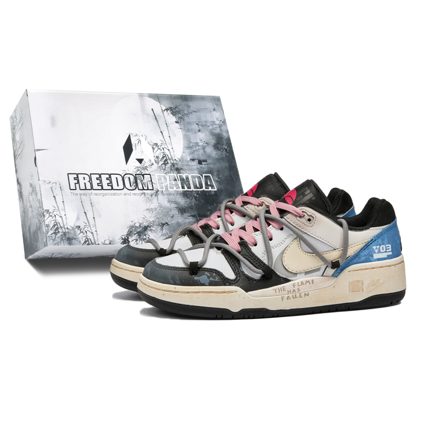 Nike Nike Full Force Synthetic Leather Cushioning Low top Kids' Skateboarding Shoes Blue White Teenagers
