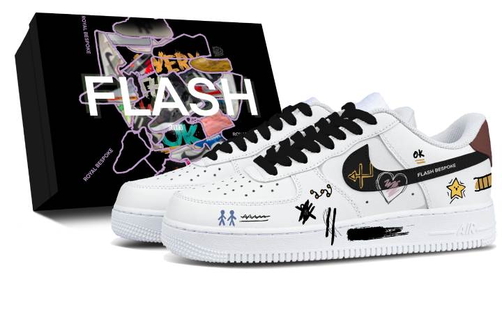 Nike Nike Air Force 1 Fun Painted Leather Slip Resistant Abrasion Resistant Cushioning