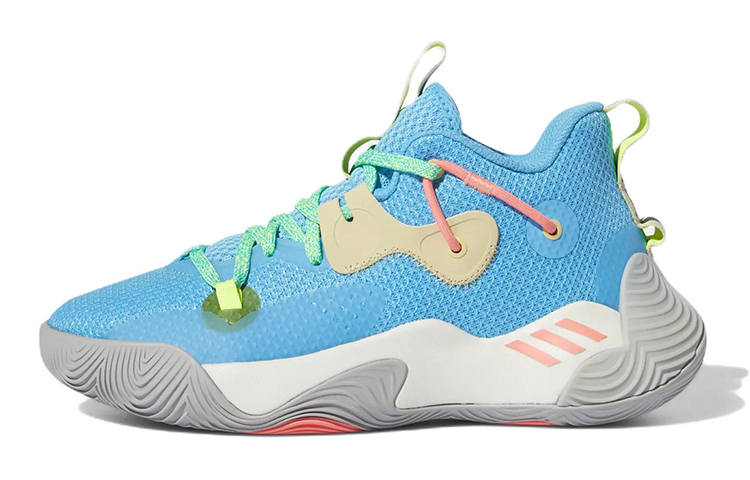 Adidas Adidas Harden Stepback 3 Abrasion Resistant Mid top Children's Basketball Shoes Blue Teenagers