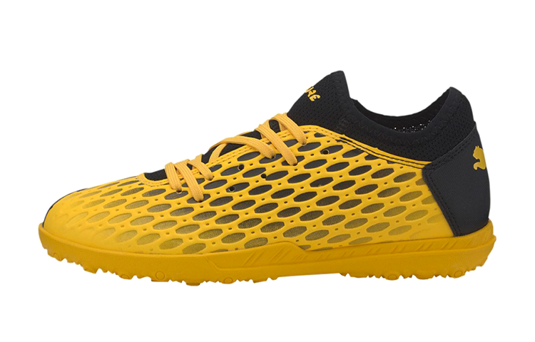 PUMA Future 5.4 TT Turf Abrasion Resistant Low top Kids' Soccer Shoes Black Yellow Unisex