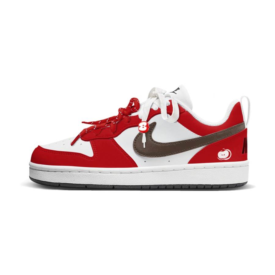 Nike Nike Court Borough Red Apple Abrasion Resistant Low top Kids' Skateboarding Shoes Red Brown Teenagers