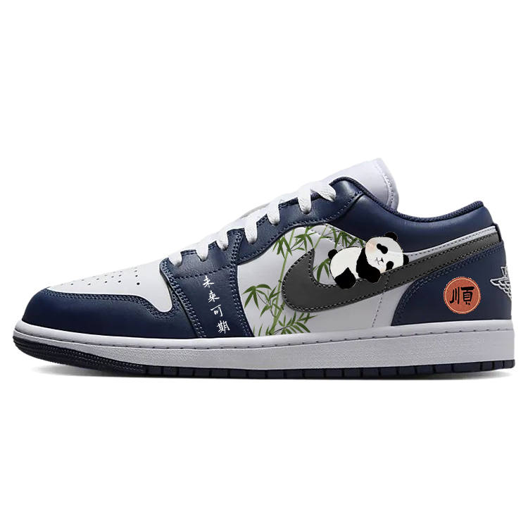 Jordan Jordan Air Jordan 1 Slip Resistant Cushioning Abrasion Resistant Low top Children's Basketball Shoes Blue White