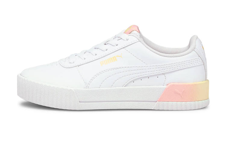 PUMA Carina Sports Abrasion Resistant Low top Kids' Skateboarding Shoes White Yellow