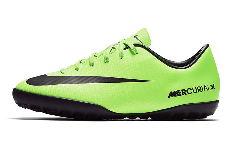 Nike Nike Mercurial Slip Resistant Cushioning Abrasion Resistant Low top Soccer Shoes Green Black Kids'