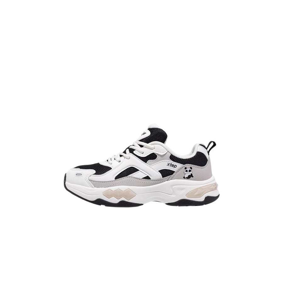 XTEP Synthetic Leather, Textile Low top Casual Shoes Black Sail White Teenagers