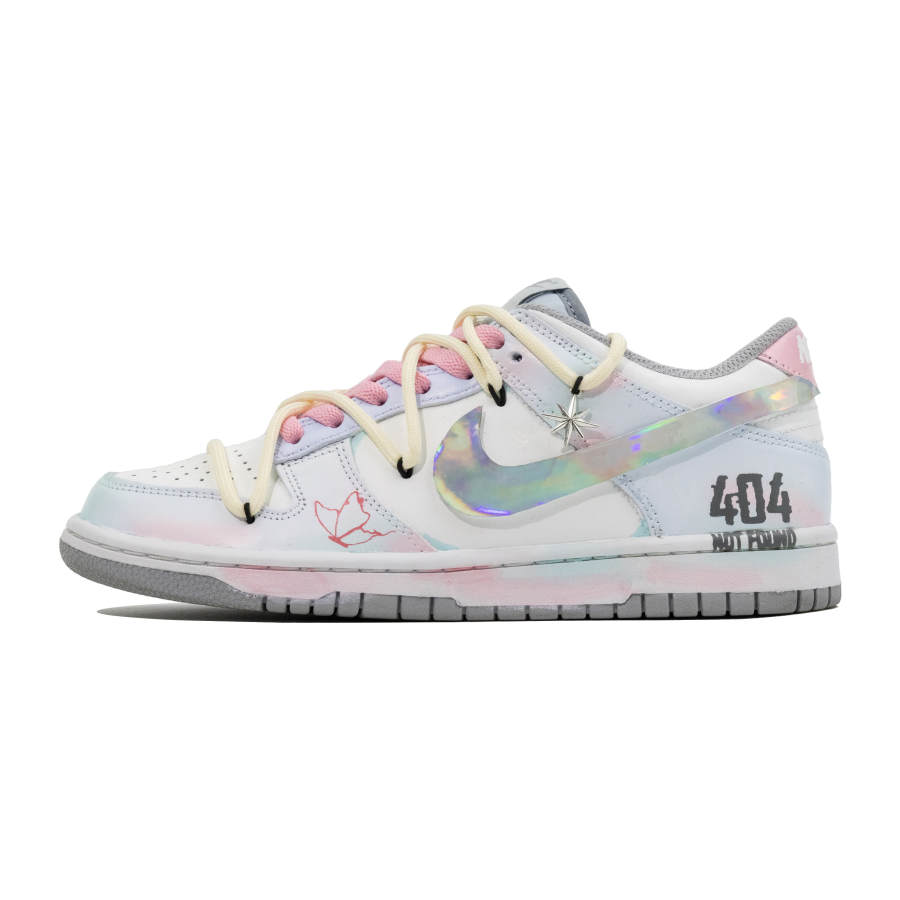 Nike Nike Dunk Leather Slip Resistant Abrasion Resistant Low top Kids' Skateboarding Shoes White Teenagers