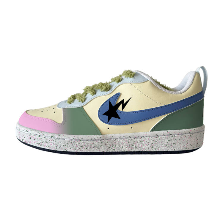 Nike Nike Court Borough Synthetic Leather Low top Skateboard Shoes White Pink Green Kids'