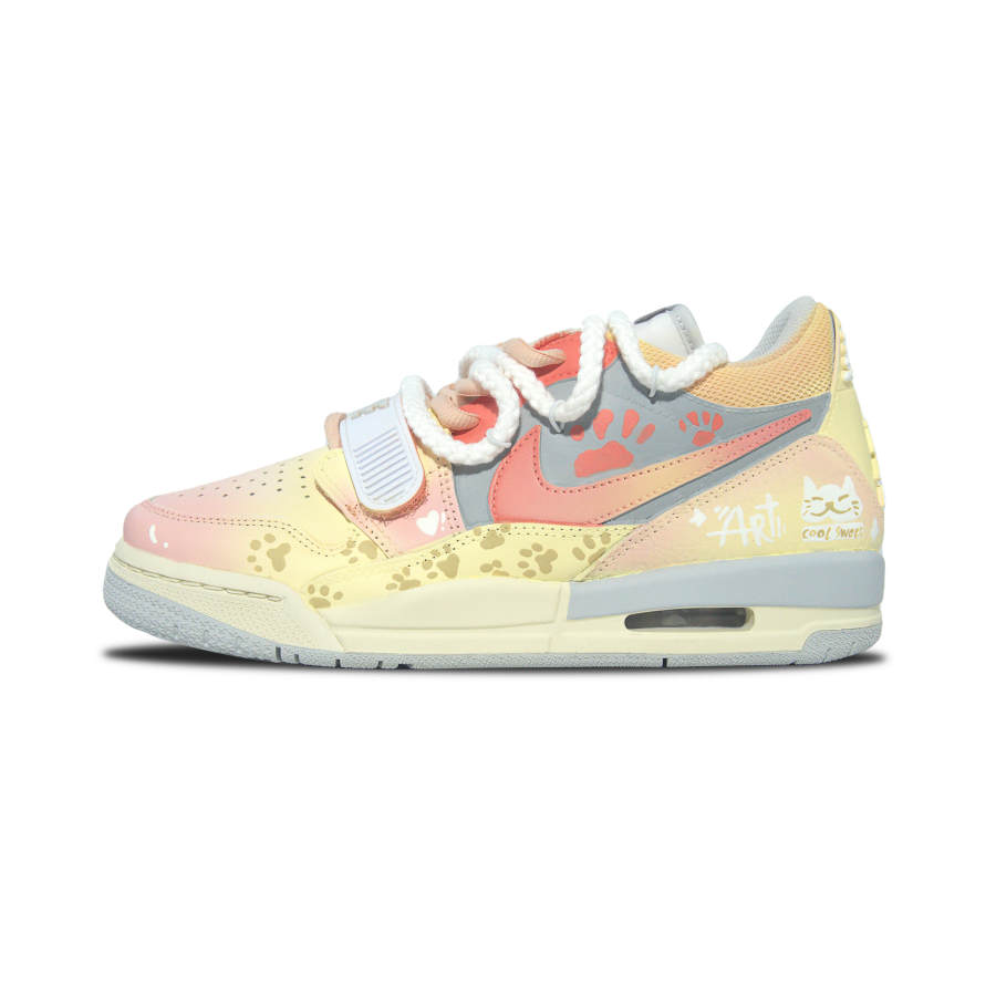 Jordan Jordan Legacy 312 Dreamy Cute Paw Slip Resistant Cushioning Low top Children's Basketball Shoes Yellow Teenagers