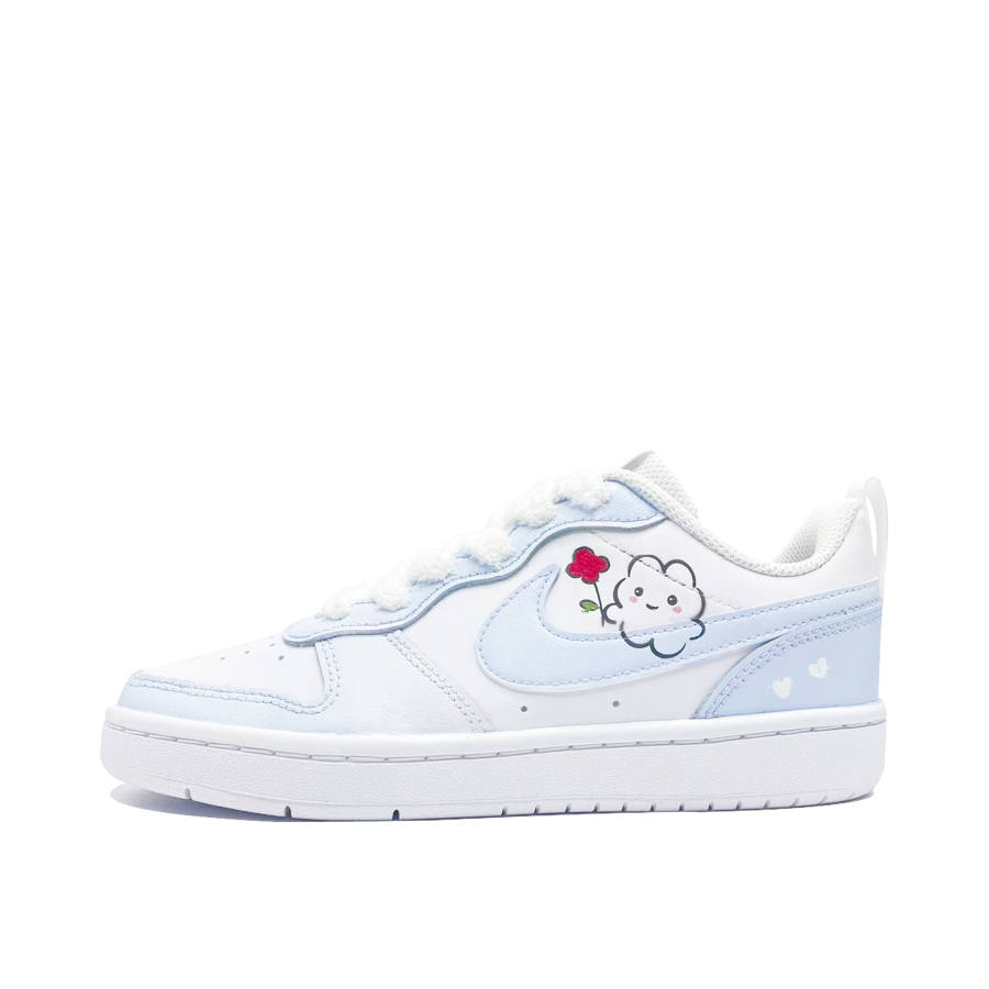Nike Nike Court Borough Heart Red Flower Leather Slip Resistant Cushioning Abrasion Resistant Low top Skateboard Shoes