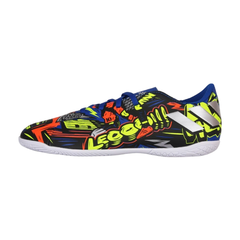 Adidas Adidas Messi 19.4 Indoor J Abrasion Resistant Low top Kids' Soccer Shoes Blue Orange Yellow