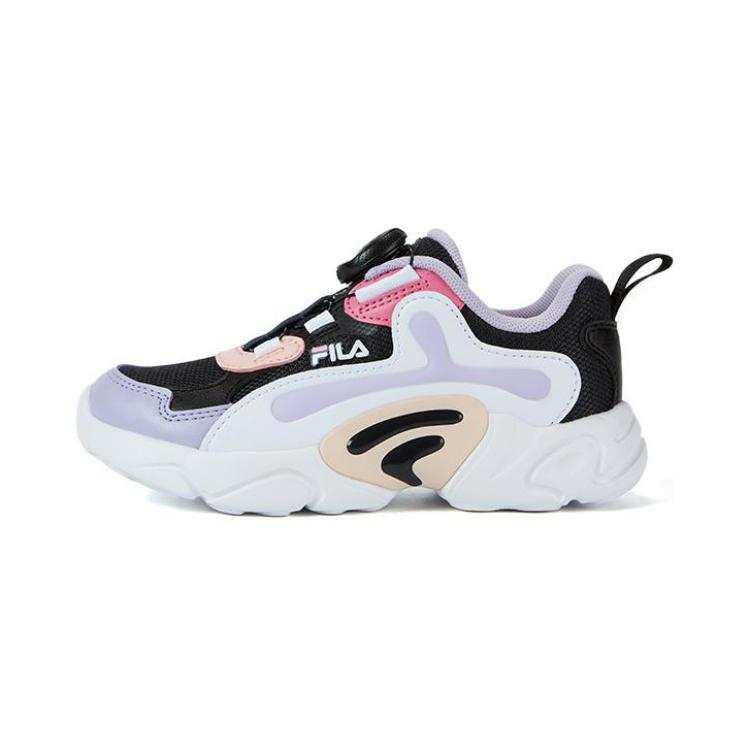 FILA KIDS Abrasion Resistant Low top Kids' Running Shoes Black Purple Children Aged 3 7 Years Old