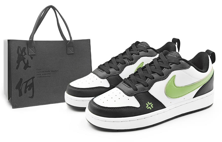Nike Nike Court Borough Pasture Green Leather Low top Kids' Skateboarding Shoes Black Green Teenagers