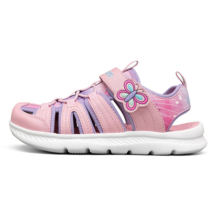 Skechers Kids Abrasion Resistant, Lightweight Cushioning, Breathable, Slip Resistant, Anti Kick Children's Sandals Pink