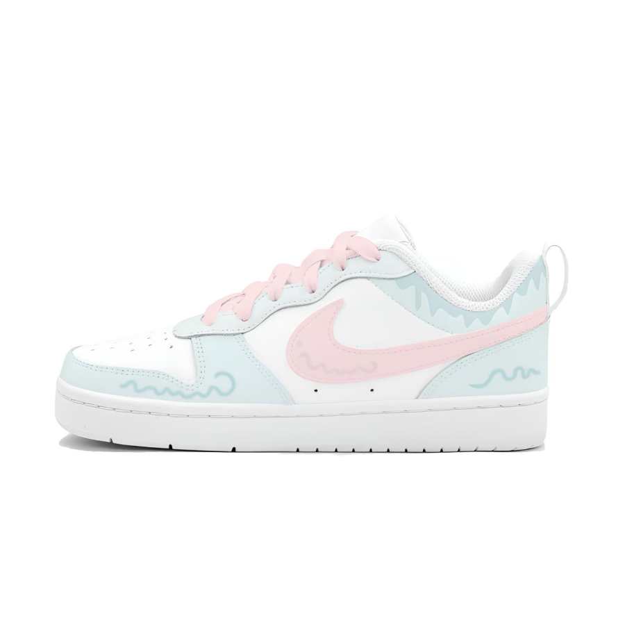 Nike Nike Court Borough Taro Paste And Peach Leather Slip Resistant, Abrasion Resistant, Breathable