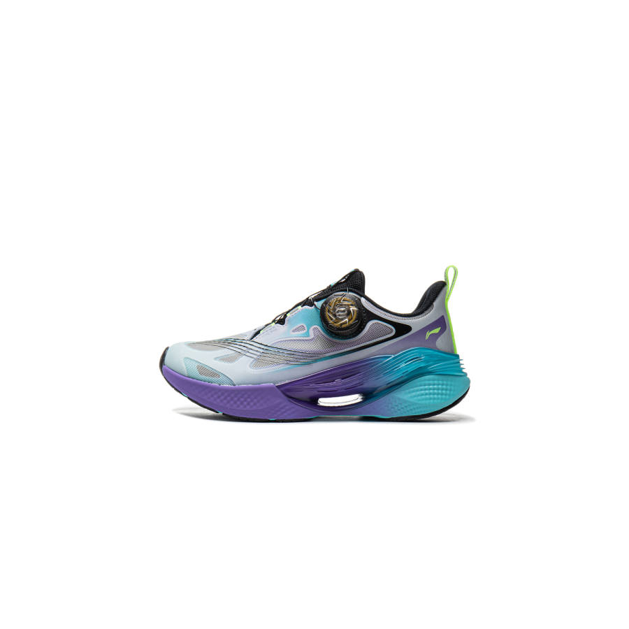 Li-Ning YOUNG Li Ning YOUNG Running Fashion Trend Slip Resistant Abrasion Resistant Low top Kids' Running Shoes Gray Blue Purple