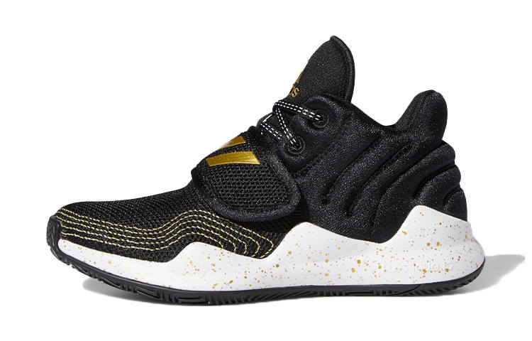 Adidas Adidas Deep Threat Breathable Low top Children's Basketball Shoes Black Yellow White Teenagers