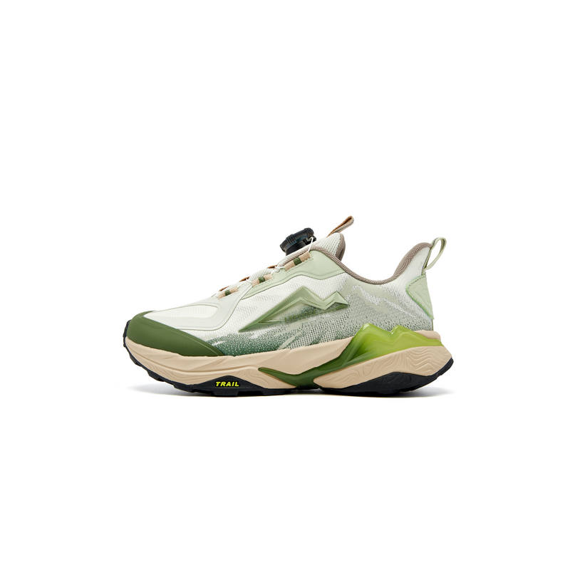 QIAODAN Mountain Antelope 2.0 Abrasion Resistant Rebound Low top Running Shoes White Moon Gray/Hedge Green Unisex