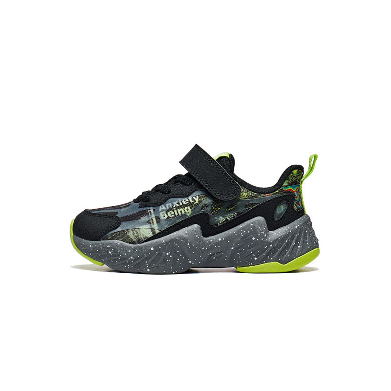 Li-Ning YOUNG LINING YOUNG Dark Elf 3.0 Night Light Anti Kick Lightweight Rebound Low top Kids' Running Shoes Black Juice Green Kids'