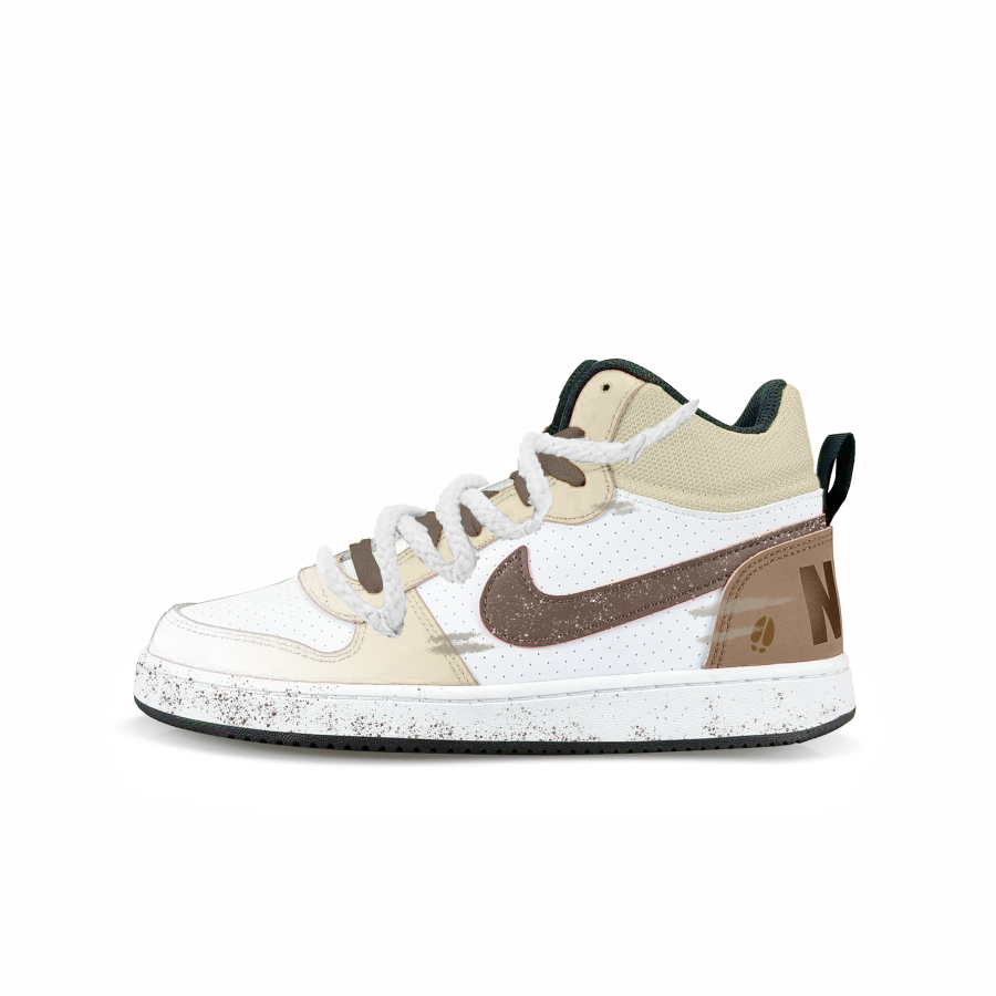 Nike Nike Court Borough Snowy Elk Synthetic Leather Slip Resistant Mid top Kids' Skateboarding Shoes Tea Brown Unisex